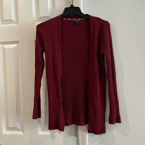Lands’ End Burgandy Sweater Cardigan